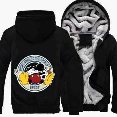 Drunk Mickey Beer Fleece Zip Hoodie Jacket 3