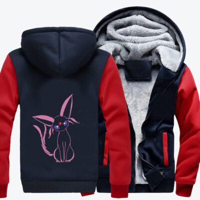 Eevee Psychic Espeon Pokemon Fleece Zip Hoodie Jacket 1