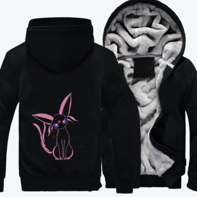 Eevee Psychic Espeon Pokemon Fleece Zip Hoodie Jacket 3