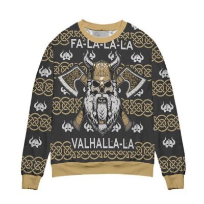 Fa La La La Valhalla La Viking God Ugly Christmas Sweater 2