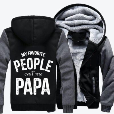 Favorite People Call Me Papa Fathers Day Fleece Zip Hoodie Jacket 2
