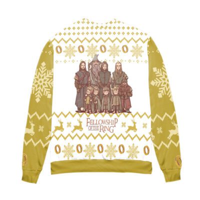 Fellowship Of The Rings Snowflake Reindeer Ugly Christmas Sweater 1