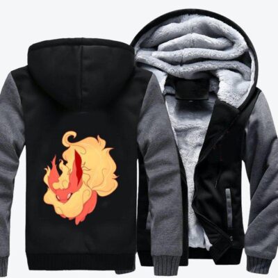 Fire Eevee Flareon Pokemon Fleece Zip Hoodie Jacket 2