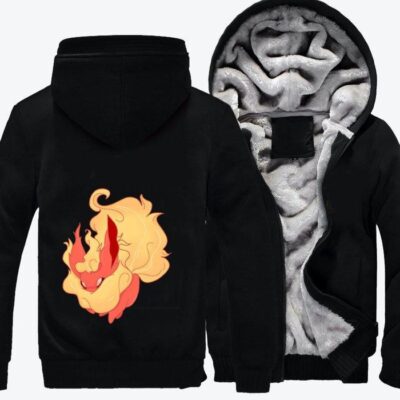 Fire Eevee Flareon Pokemon Fleece Zip Hoodie Jacket 3
