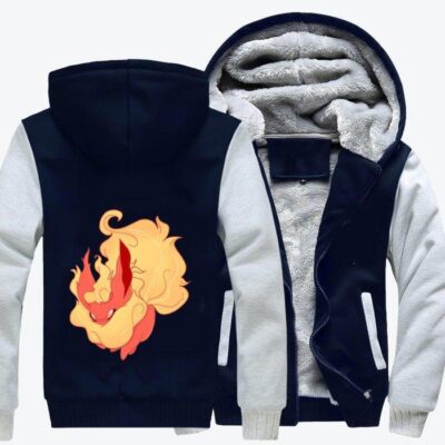 Fire Eevee Flareon Pokemon Fleece Zip Hoodie Jacket