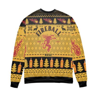 Fireball Whisky Pine Tree Zigzag Pattern Ugly Christmas Sweater 1