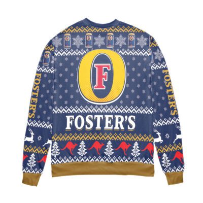 Foster's Beer Logo Snowflake Pattern Ugly Christmas Sweater - Blue 2 Fosters Beer Logo Snowflake Pattern Ugly Christmas Sweater Blue 2
