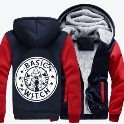 Funny Basic Witch Hocus Halloween Fleece Zip Hoodie Jacket 1