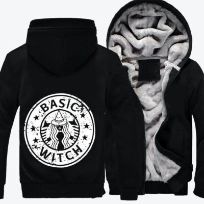Funny Basic Witch Hocus Halloween Fleece Zip Hoodie Jacket 3