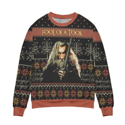 Gandalf Lord Of The Rings Fool Of A Took Snowflake Pattern Ugly Christmas Sweater 1