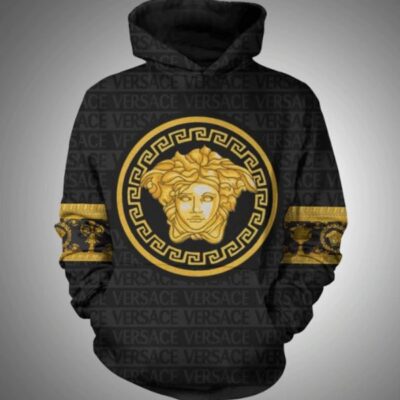 Gianni Versace Gold Black Unisex Hoodie For Men Women Luxury Pullover NH031