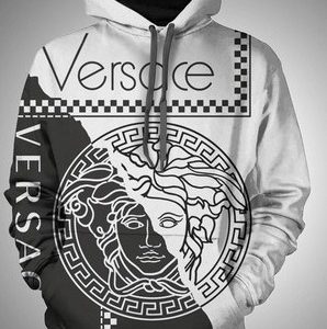 Gianni Versace White Black Unisex Hoodie For Men Women Luxury Pullover NH063