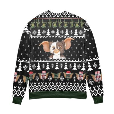 Gizmo The Gremlins Pine Tree & Snowflake Ugly Christmas Sweater - Black 1 Gizmo The Gremlins Pine Tree Snowflake Ugly Christmas Sweater Black 1