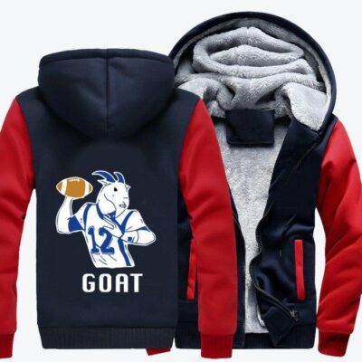 Goat Number 12 Tom Brady Football Fleece Zip Hoodie Jacket 1