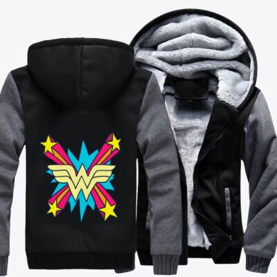 Golden Eagle Emblem Wonder Woman Fleece Zip Hoodie Jacket 2