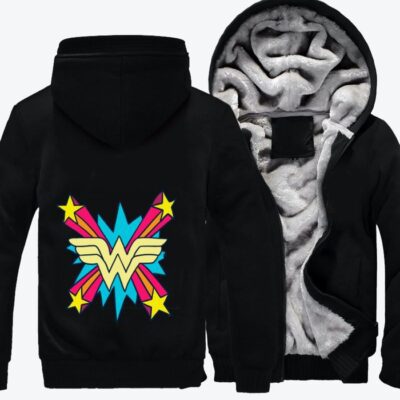 Golden Eagle Emblem Wonder Woman Fleece Zip Hoodie Jacket 3