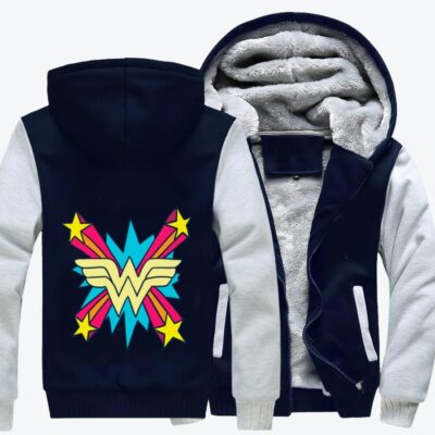 Golden Eagle Emblem Wonder Woman Fleece Zip Hoodie Jacket
