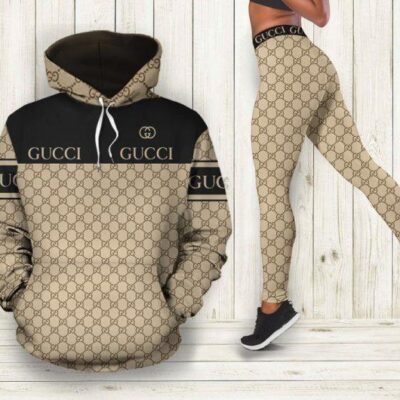 Gucci Black Brown Hoodie Legging Set Luxury For Women