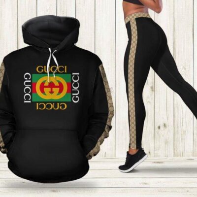 Gucci Black Stripe Hoodie Legging Set Luxury For Women