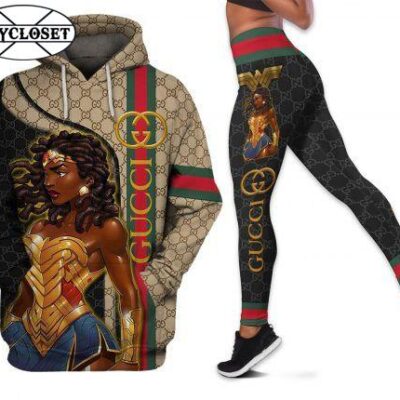 Gucci Black Wonder Woman Hoodie Legging Set Luxury For Women