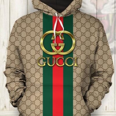 Gucci Brown Stripe Unisex Hoodie For Men Women Luxury Pullover NH103