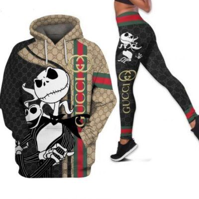 Gucci Jack Skellington Hoodie Legging Set Luxury For Women Disney Gifts
