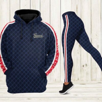 Gucci Navy Hoodie Legging Set Luxury For Women