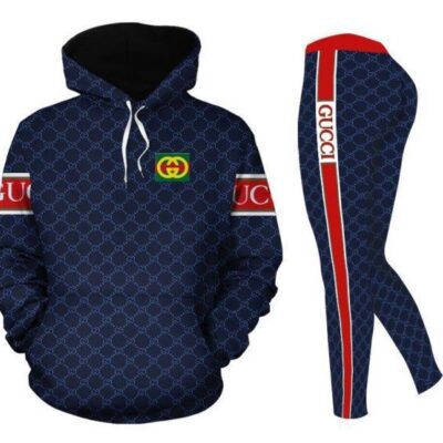 Gucci Navy Hoodie Legging Set Luxury For Women