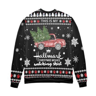 Hallmark Christmas Movies Watching Shirt Ugly Christmas Sweater Black 2