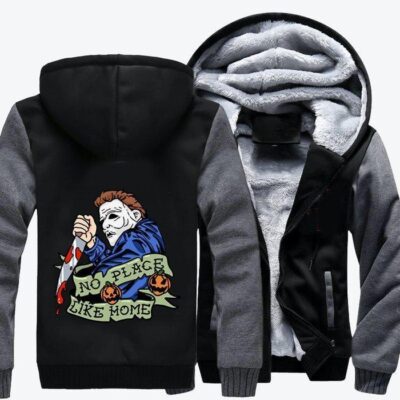 Halloween Michael Myers No Place Like Home Horror Film Fleece Zip Hoodie Jacket 2