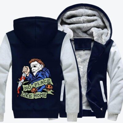 Halloween Michael Myers No Place Like Home Horror Film Fleece Zip Hoodie Jacket