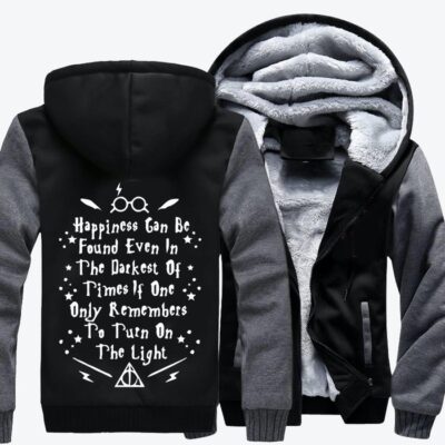 Happiness Can Be Found Even In The Darkest Harry Potter Fleece Zip Hoodie Jacket 2