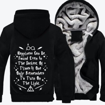 Happiness Can Be Found Even In The Darkest Harry Potter Fleece Zip Hoodie Jacket 3
