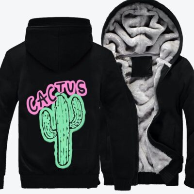 Hi I Am Cactus Cactus Fleece Zip Hoodie Jacket 3