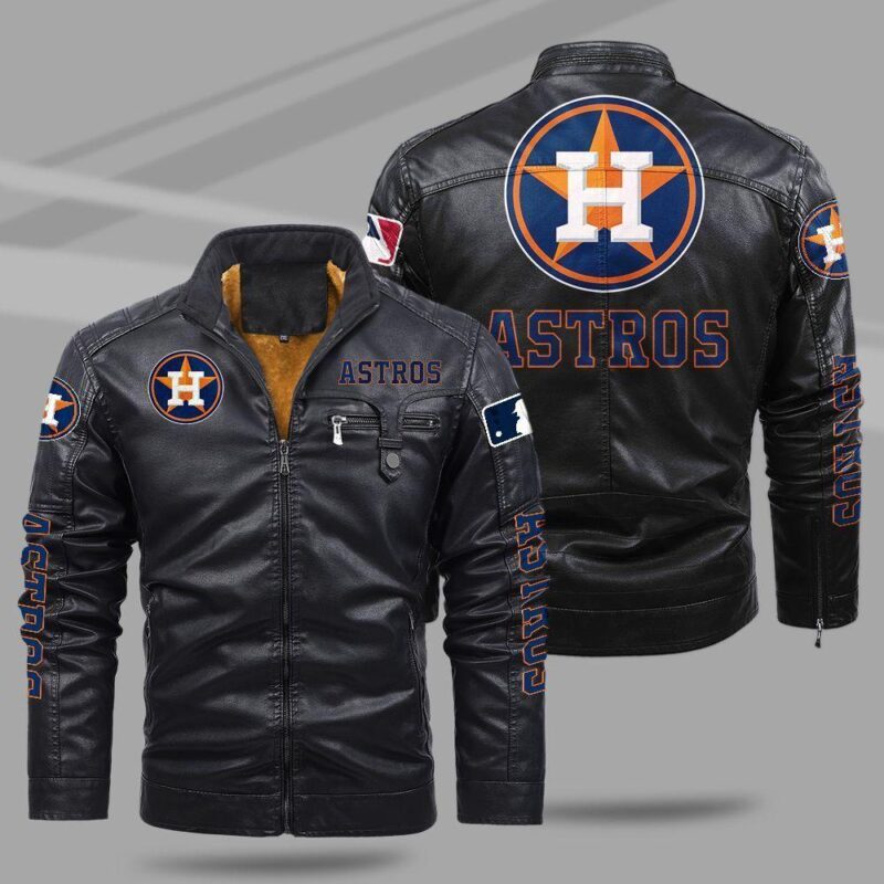 Houston Astros Fleece Leather Jacket CFLJ045 1