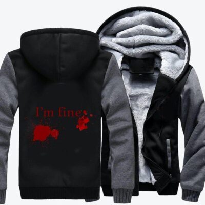 I Am Fine Halloween Fleece Zip Hoodie Jacket 2