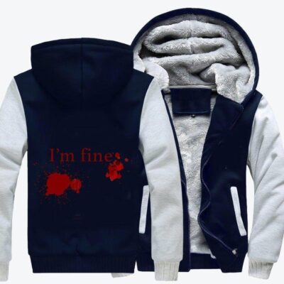 I Am Fine Halloween Fleece Zip Hoodie Jacket