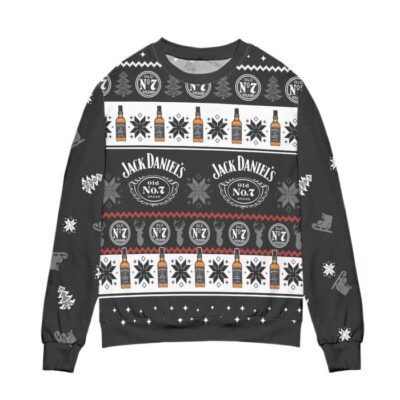 Jack Daniels No.7 Logo Christmas Pattern Ugly Christmas Sweater Black 1