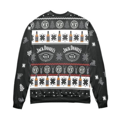 Jack Daniels No.7 Logo Christmas Pattern Ugly Christmas Sweater Black 2