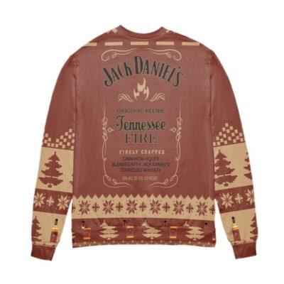 Jack Daniels Tennessee Fire Whisky Pine Tree Ugly Christmas Sweater 2