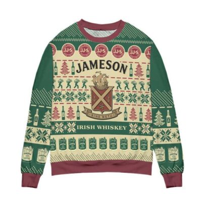 Jameson Irish Whiskey Snowflake Pattern Ugly Christmas Sweater 1