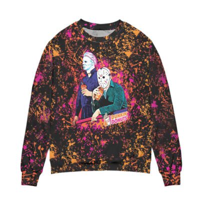 Jason Voorhees And Michael Myers Dunkin Donuts Ugly Christmas Sweater 1