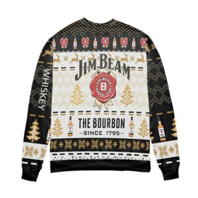 Jim Beam The Bourbon Since 1795 Pine Tree Pattern Ugly Christmas Sweater 2 Jim Beam The Bourbon Since 1795 Pine Tree Pattern Ugly Christmas Sweater 2