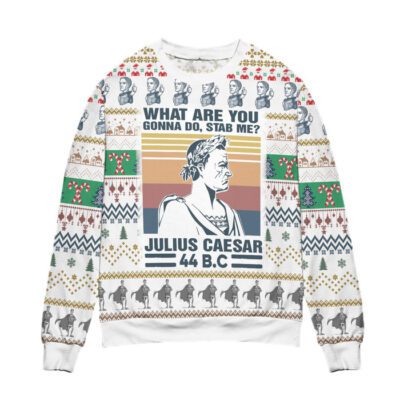 Stab Me? Ugly Christmas Sweater - White