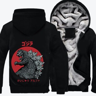Kaiju Alpha Godzilla Fleece Zip Hoodie Jacket 3