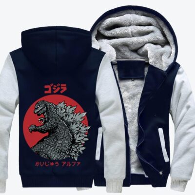 Kaiju Alpha Godzilla Fleece Zip Hoodie Jacket