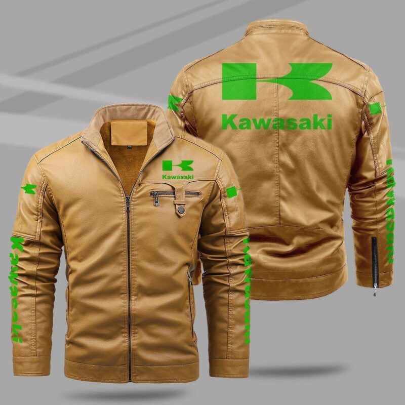 Kawasaki Fleece Leather Jacket TFLJ014 1