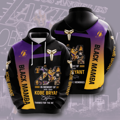 Kobe Bryant In Memory Black Mamba Los Angeles Lakers 3D Unisex Hoodie - Black TSH2010
