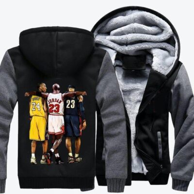 Kobe Michael Lebron James Basketball Fleece Zip Hoodie Jacket 2