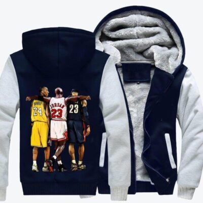 Kobe Michael Lebron James Basketball Fleece Zip Hoodie Jacket